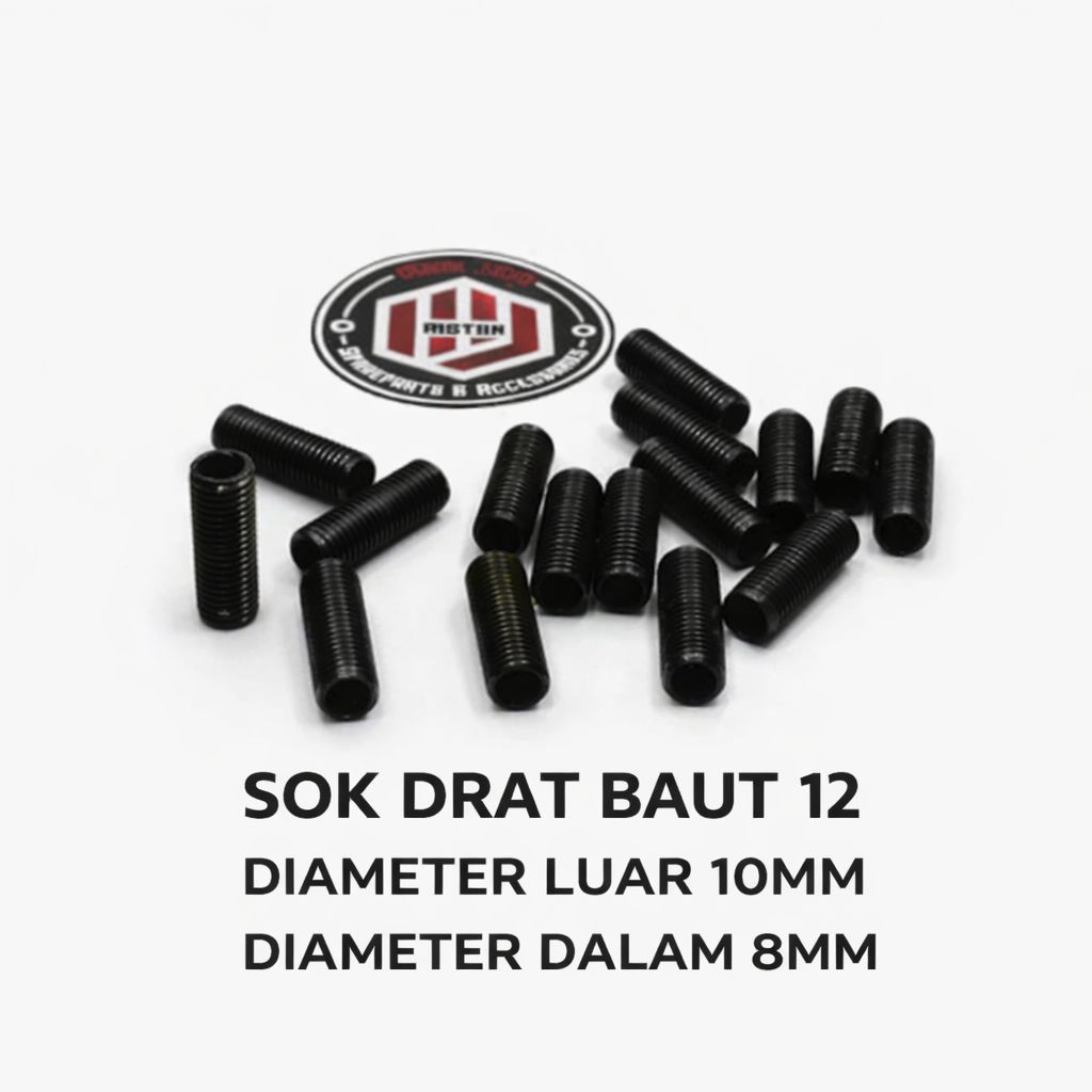 SOK DRAT BAUT 12 DIAMETER LUAR 10MM DIAMETER DALAM 8MM