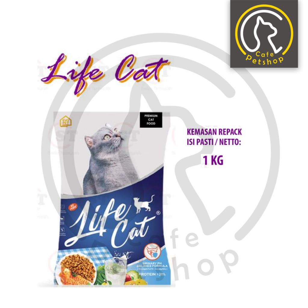 Makanan Kucing kering  Adult / Kitten  LIFE CAT DRY  - 1kg