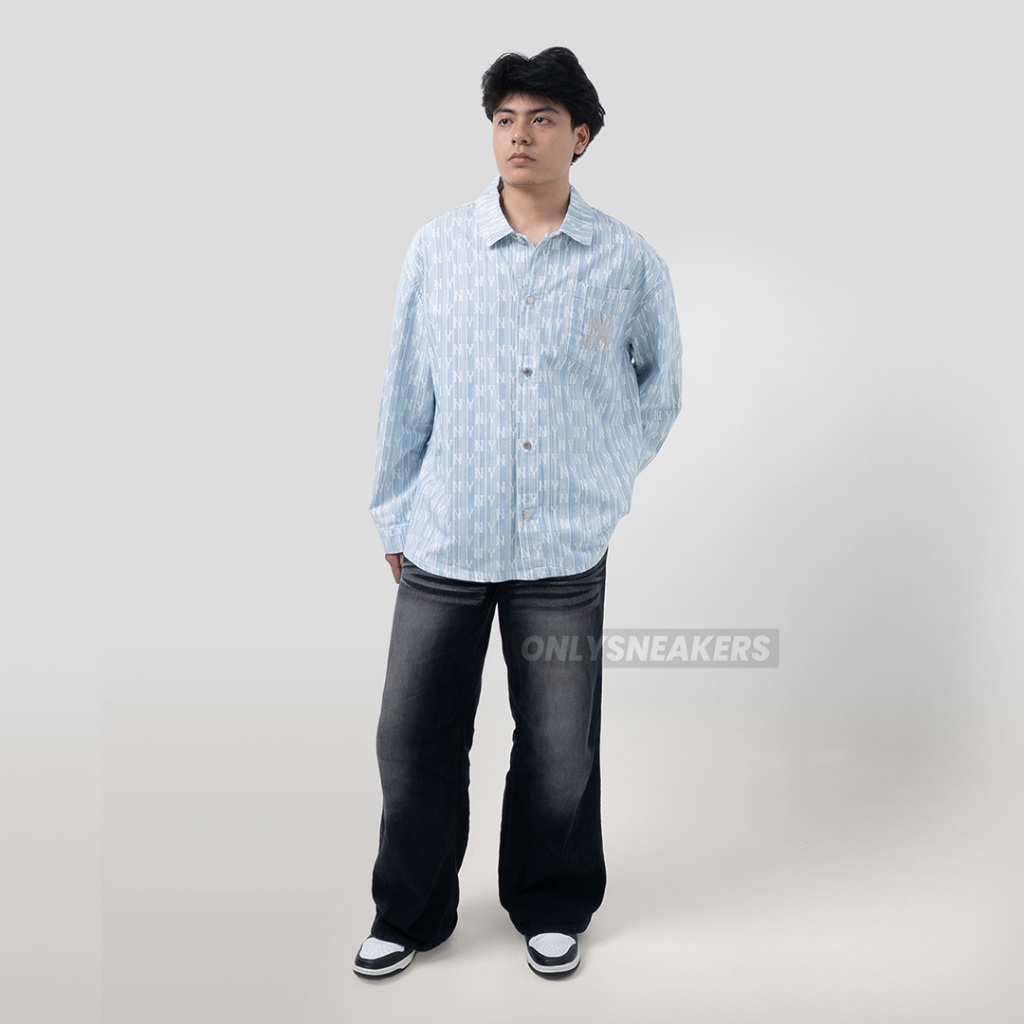 MLB CLASSIC NEW YORK YANKEES MONOGRAM JACQUARD LIGHT BLUE DENIM JACKET