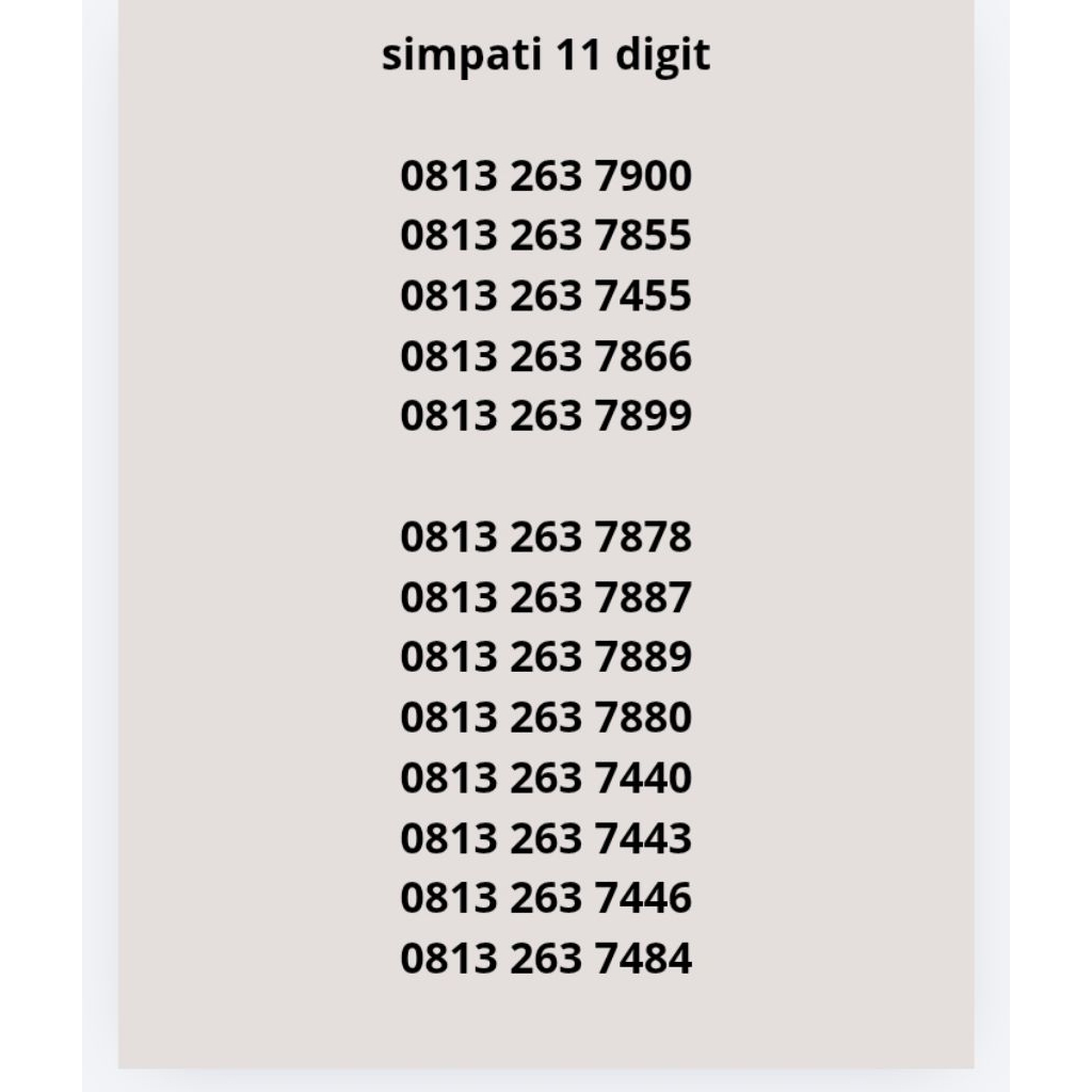 Perdana Simpati 11 digit Rapi