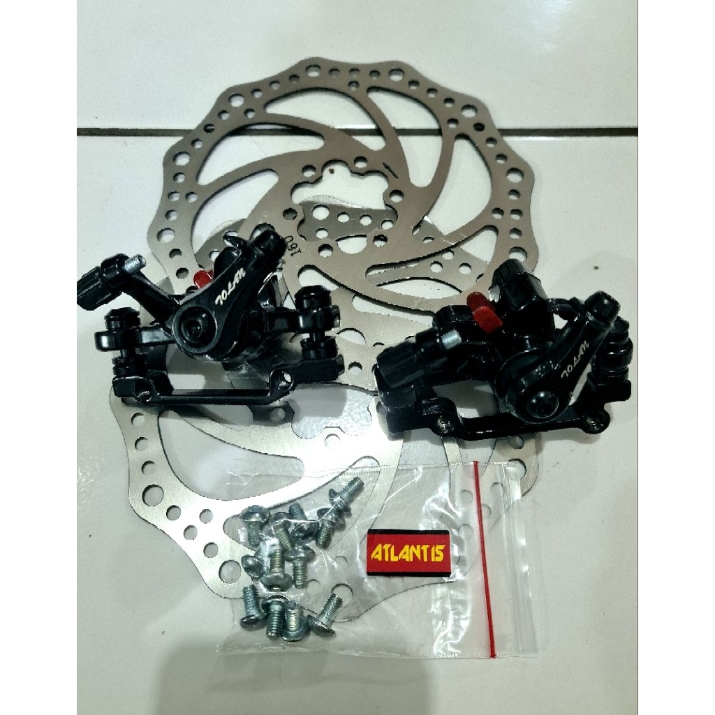 Rem Cakram Sepeda 1 Set / Disc Brake Sepeda / Rem Cakram 1 Set Merk Atlantis Depan Belakang