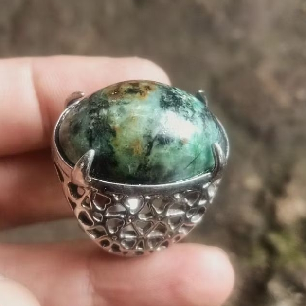 Batu Akik Pirus Persia Serat Emas