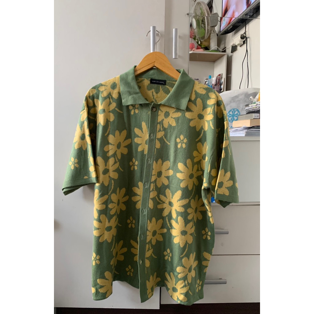 Preloved - Prelove Noir Sur Blanc Flora Lounge Shirt Mint