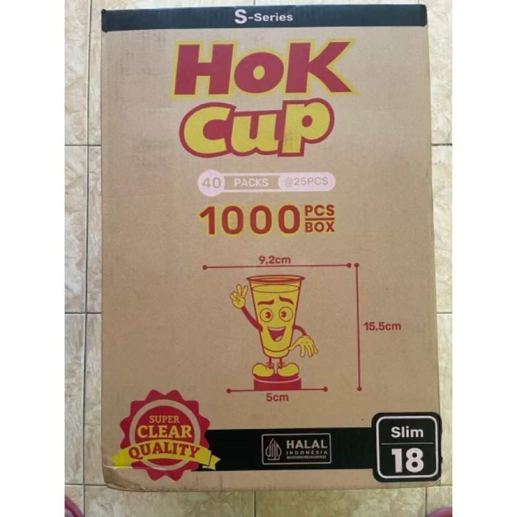 Cup gelas Hok S series 18oz & 22oz/ Hokka ku 18oz & 22oz slim/ Cup gelas Hok slim karton/ gelas slim