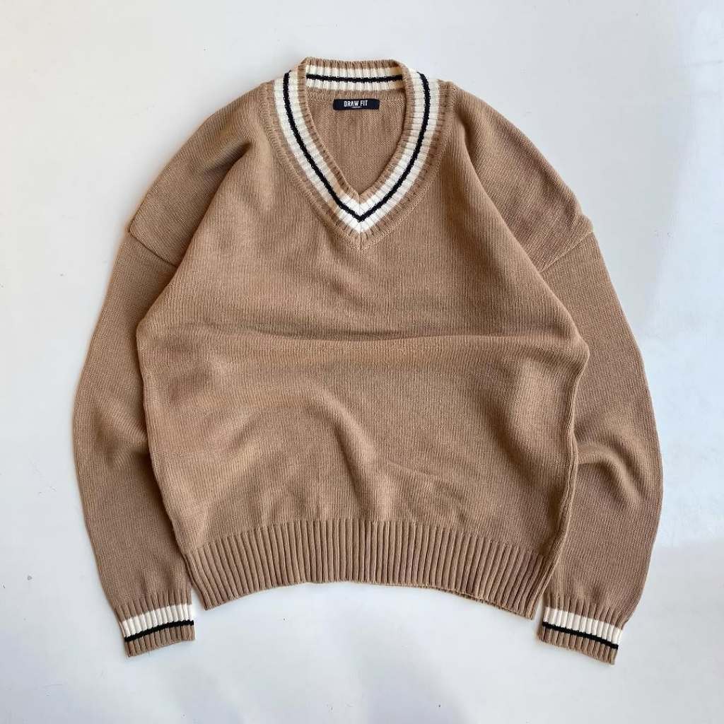 DRAW FIT KNITWEAR V NECK SWEATER | RAJUT | OUTERWEAR | XSTOB