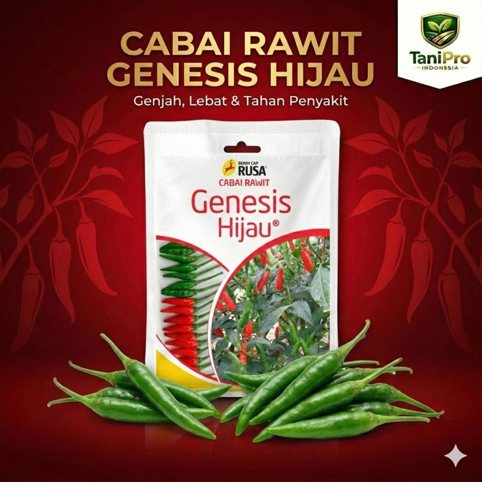 Benih Cabai Cabe Rawit Hijau Genesis Hijau kemasan 10 Gram Original Cap Rusa