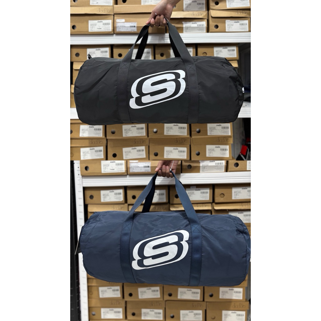 TAS SKECHERS DUFFLE BAG BLACK AND NAVY SKEDBT9204 TAS GYM TAS SERBAGUNA ORIGINAL BAG