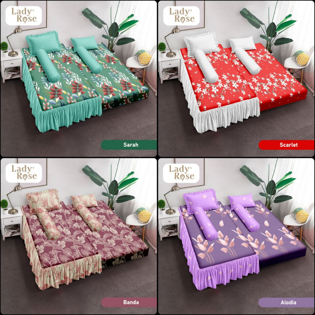 Lady Rose - Sprei 2 IN 1 Kasur Sorong 120x200 Rumbai - Motif Bunga