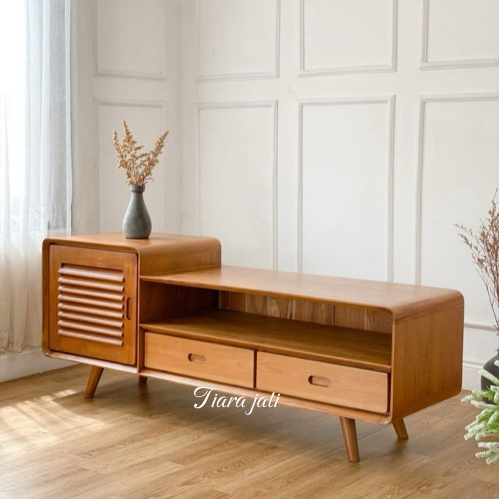 Bufet Hias Minimalis Kayu Jati - Bufet TV Asli Jati Termurah