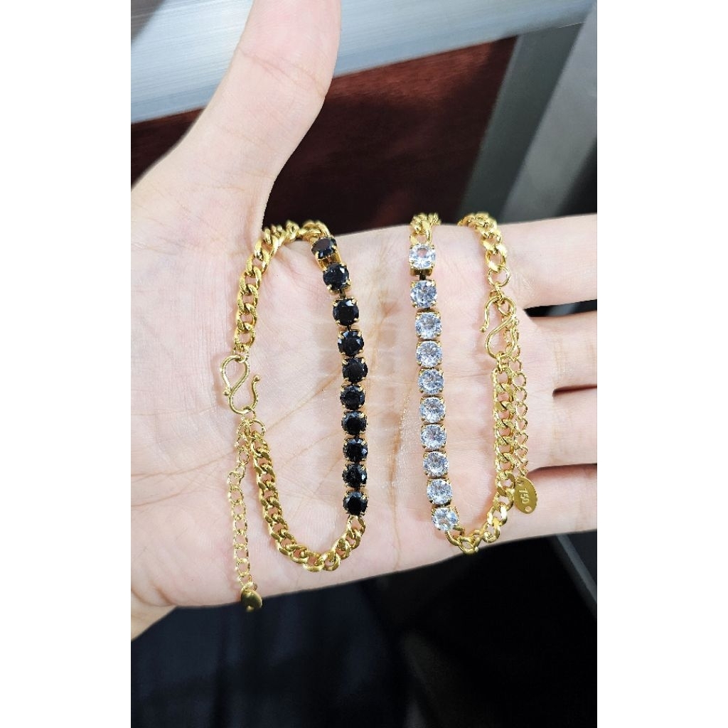 gelang titanium, gelang titanium mata hitam dan putih. gelang dewasa