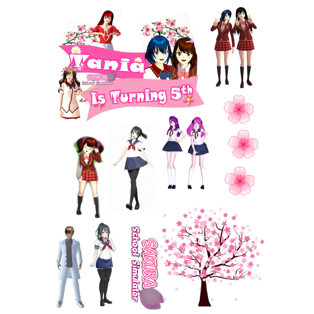 Topper Cake Tema SCHOOL SIMULATOR / Toppers Sakura School Simulator