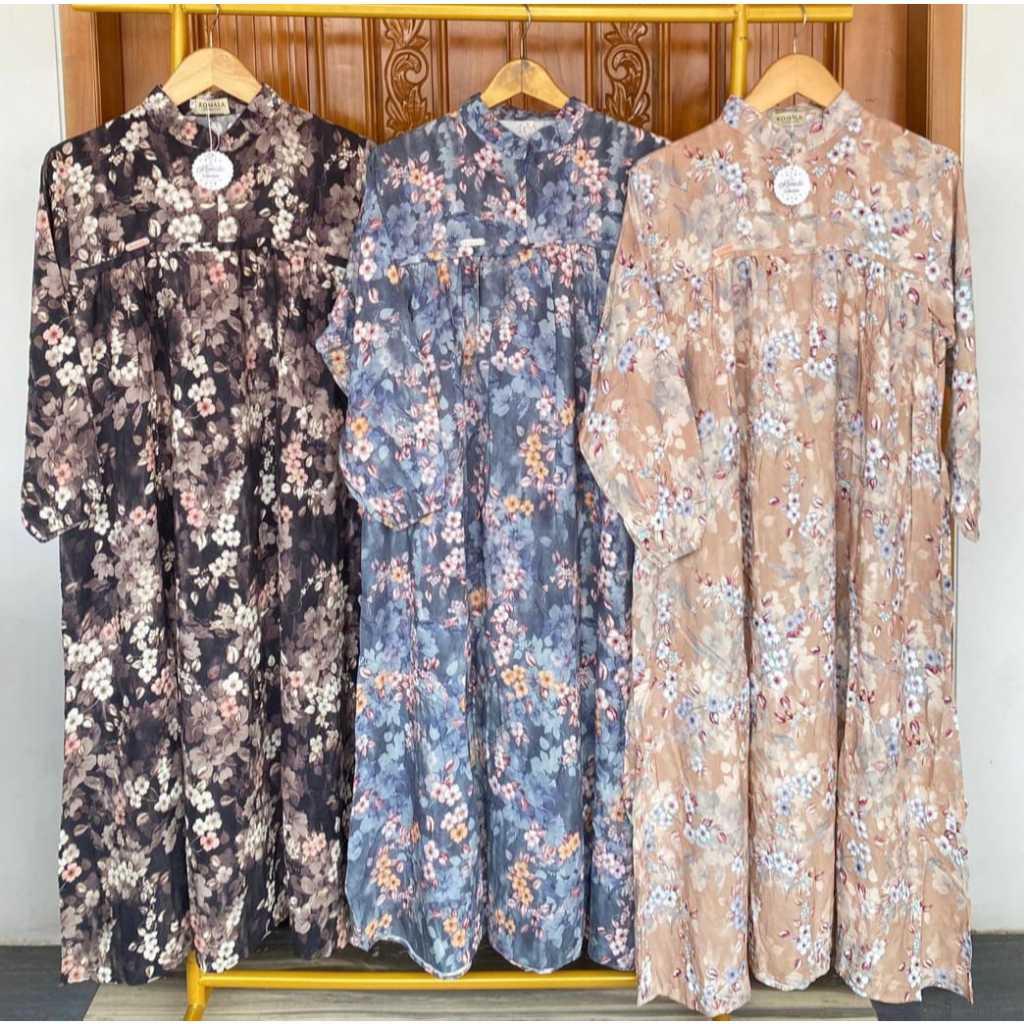 Aleya Dres Jumbo Motif Bunga Matt Rayon Mewah Terbaru/Dres Busui freindly Wanita Kekinian Terlaris