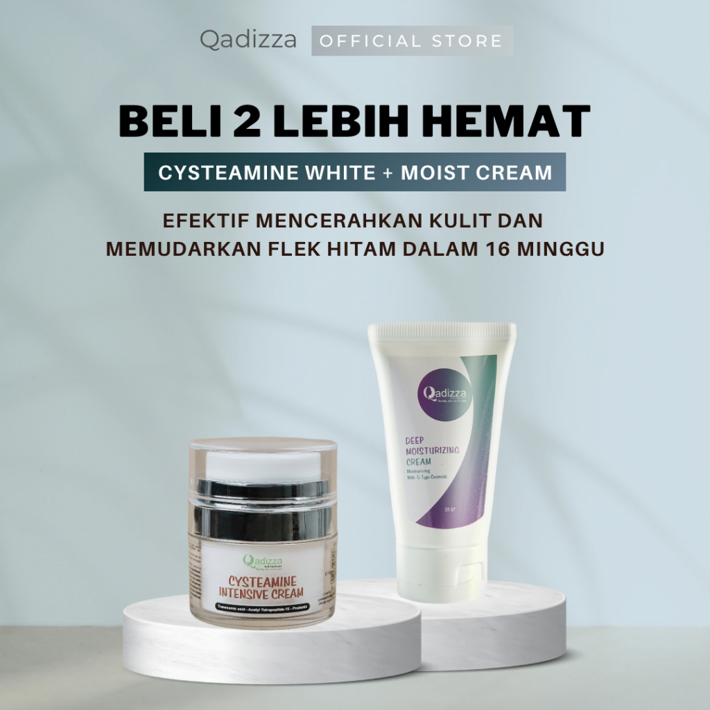 [BELI 2 LEBIH HEMAT] QADIZZA CYSTEAMINE WHITE 5% Cysteamine HCl 15 gr + MOISTURIZING CREAM 30 gr (Ef