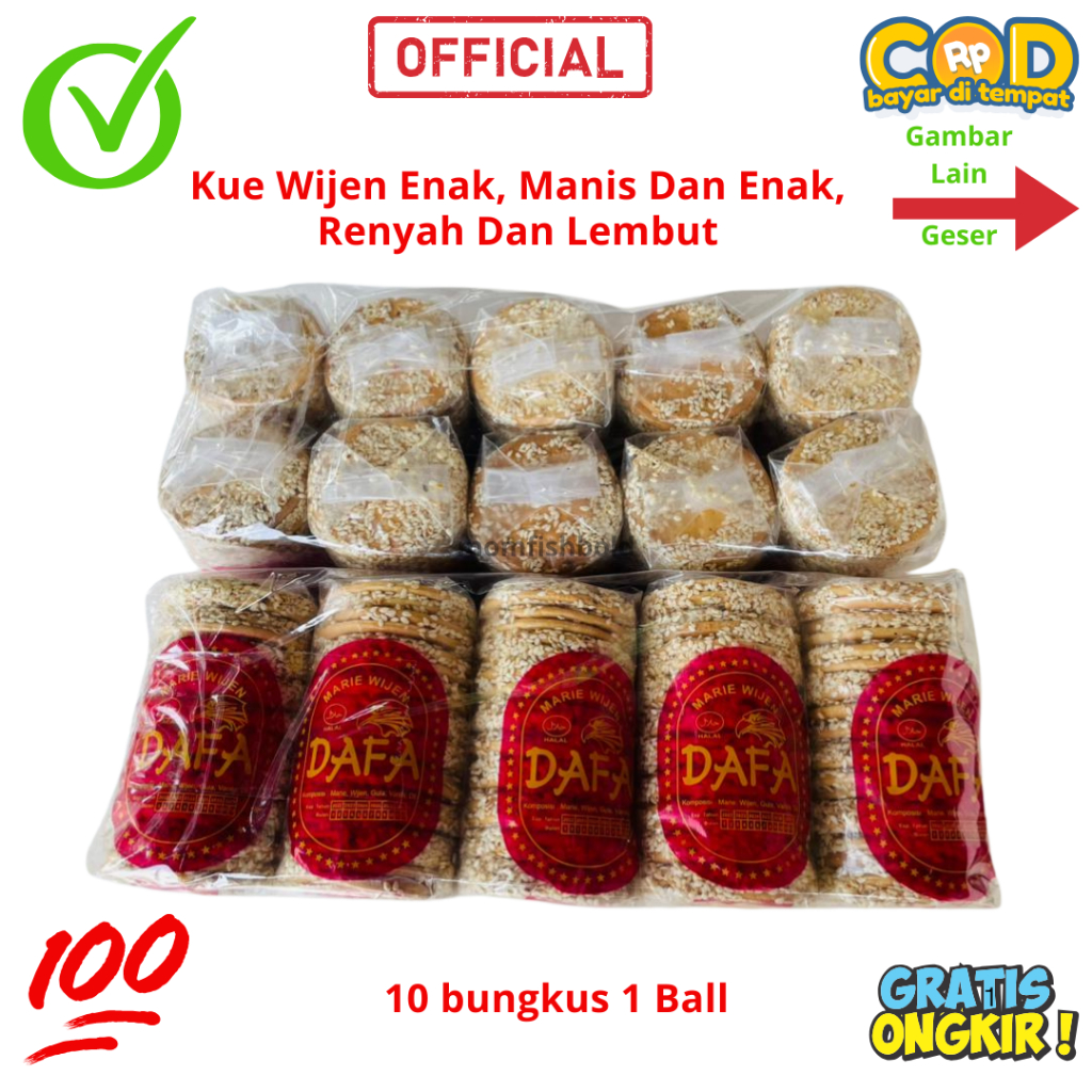Roti Marie Wijen Enak, Manis Dan Enak, Renyah Dan Lembut 10 bungkus 1 Ball Dafa