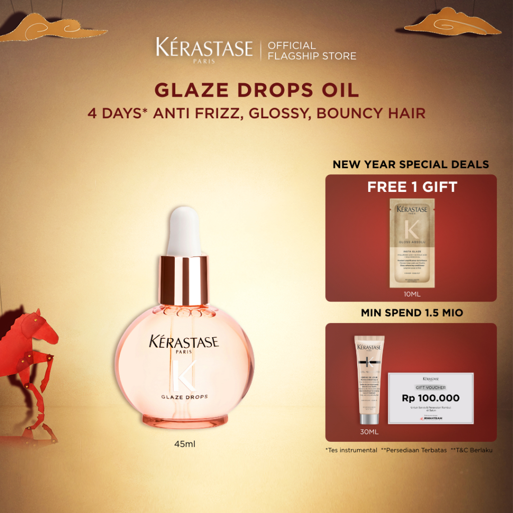 Kerastase Gloss Absolu Glaze Drop Hair Oil 45ml - Hair Oil untuk Rambut Glossy dan Bouncy