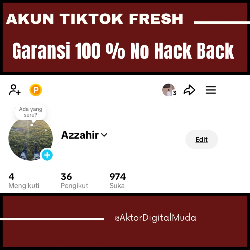 Akun Tiktok Murah | 100 Foll | Amanah | No Hack Back