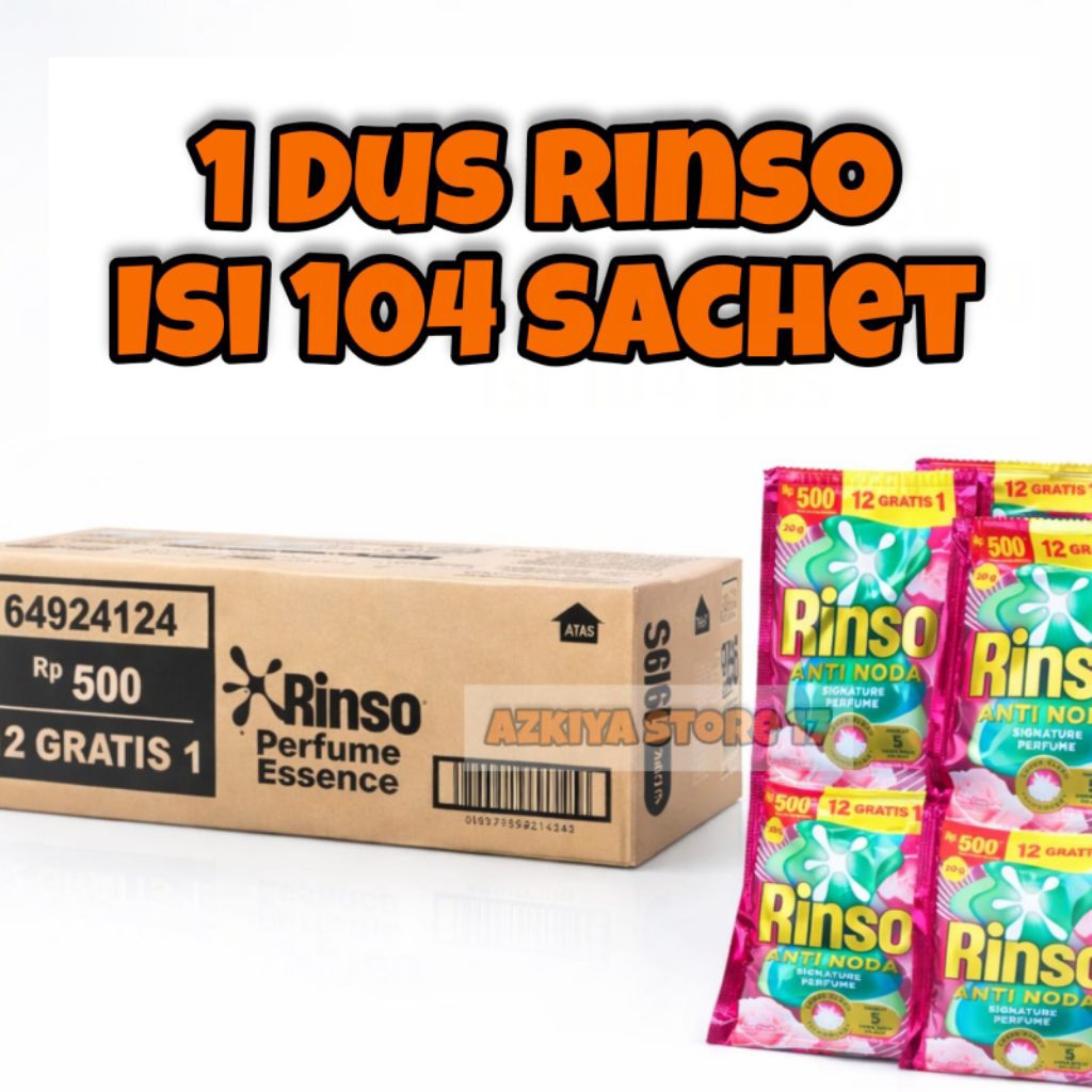 Rinso Cair Detergen Liquid Renceng 1 Dus isi 104 Sachet Kemasan 500