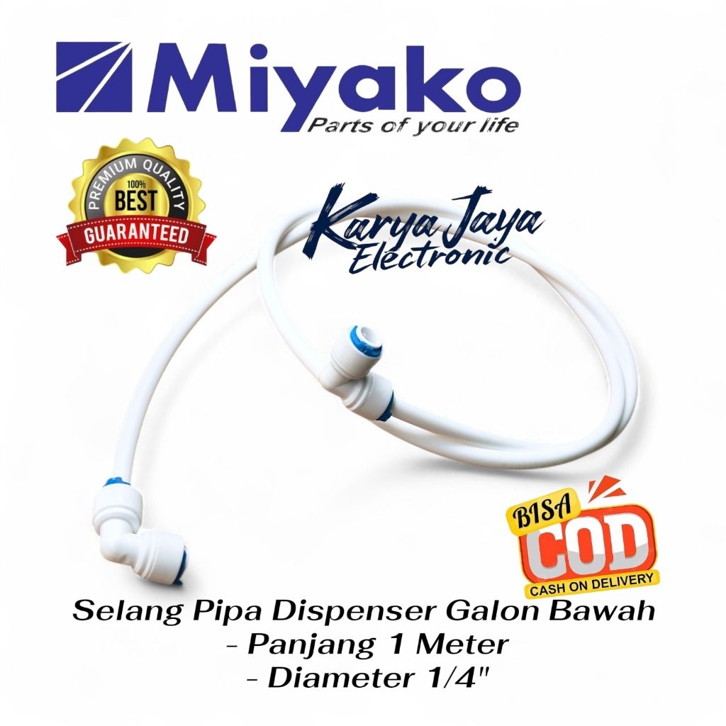 Selang Dispenser Miyako Galon Bawah 1/4" x 1/4" 1 Meter - Pipa Selang Dispenser Galon Bawah