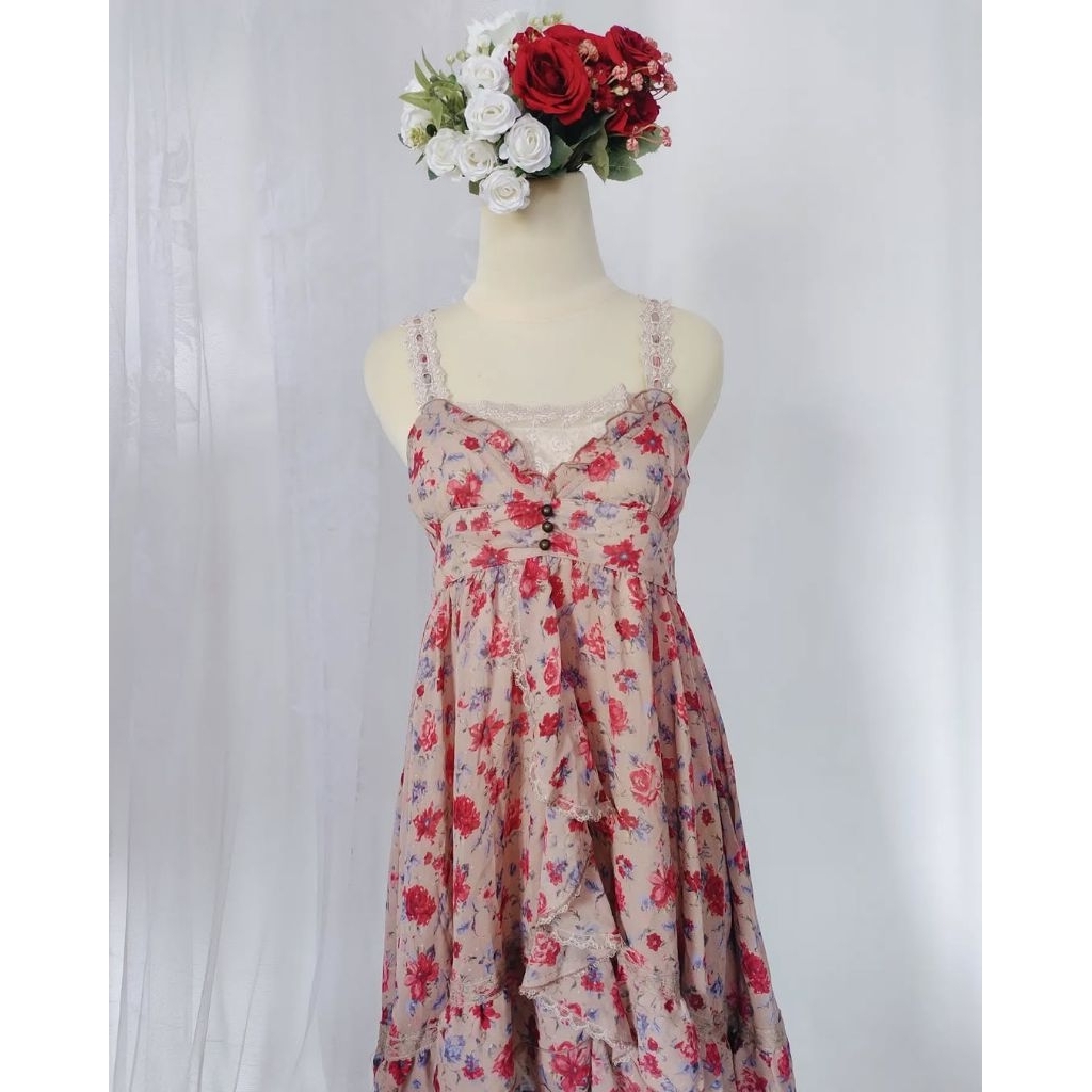 Axes Femme Dress Kawaii Floral Pattern Vintage Cottagecore Dress