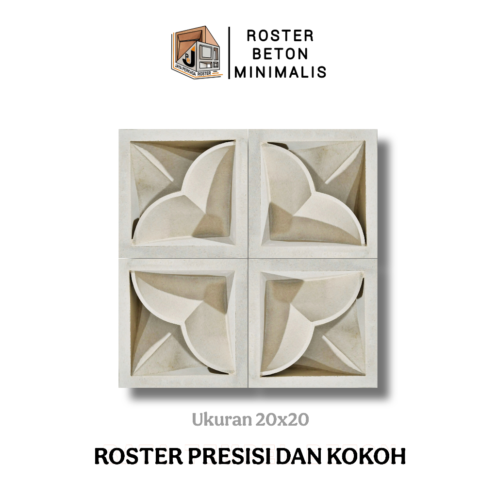 Roster Beton Minimalis - | Loster Putih | Model Best Seller, Ukuran 20 x 20, Ventilasi Udara, Nako, 