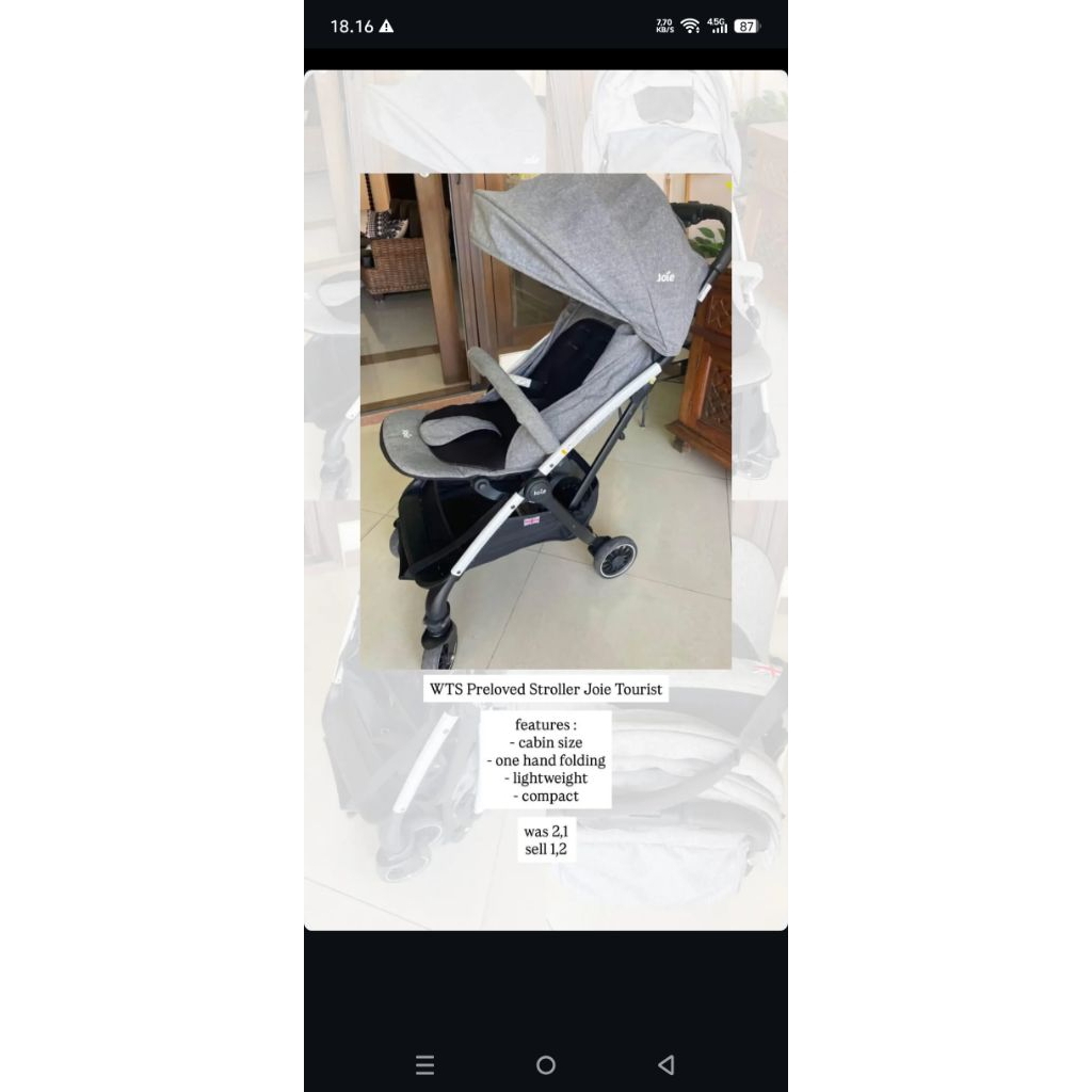 Preloved Stroller Joie Tourist