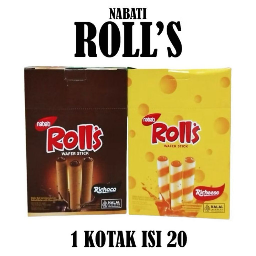 NABATI ROLL'S KEJU DAN COKELAT PERPADUAN ISI YANG MELIMPAH DAN CRISPY WAFER BIKIN NAGIHHH. 1 BOX ISI