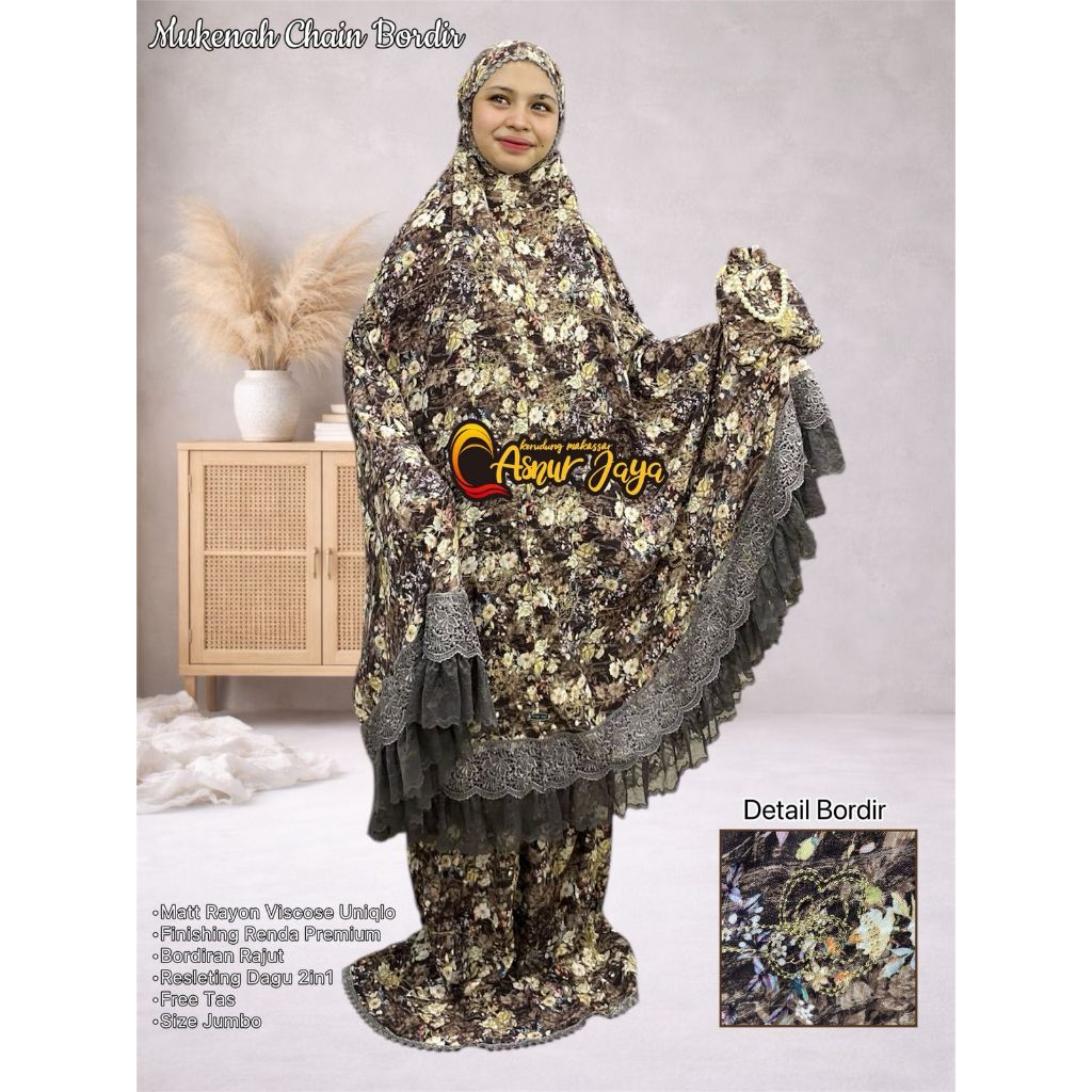 ASNUR JAYA KERUDUNG/VISCOS UNIQLO/SERIES RAMADHAN/MUKENAH CHAIN BORDIR