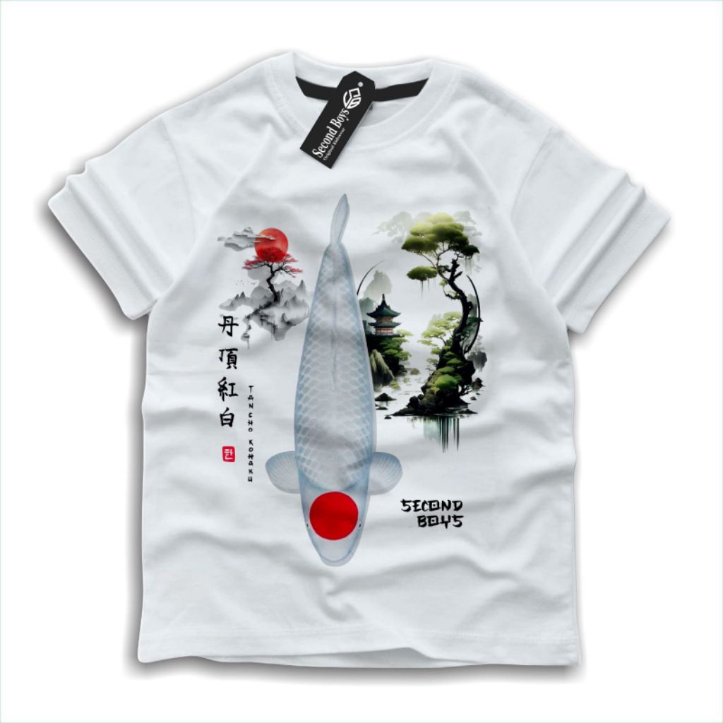 Kaos Distro Anak Motif Ikan KOI TANCHO KOHAKU