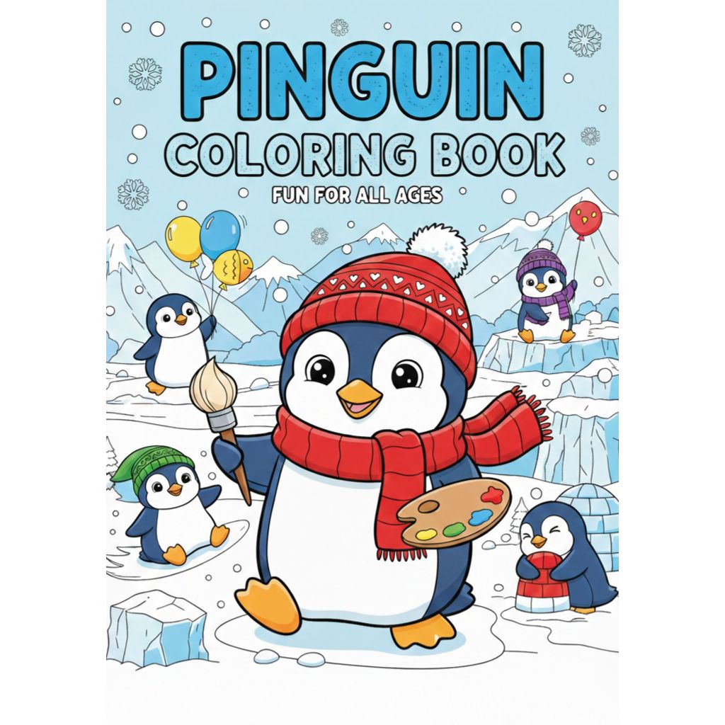 Buku mewarnai digital anak tema pinguin - Printable PDF