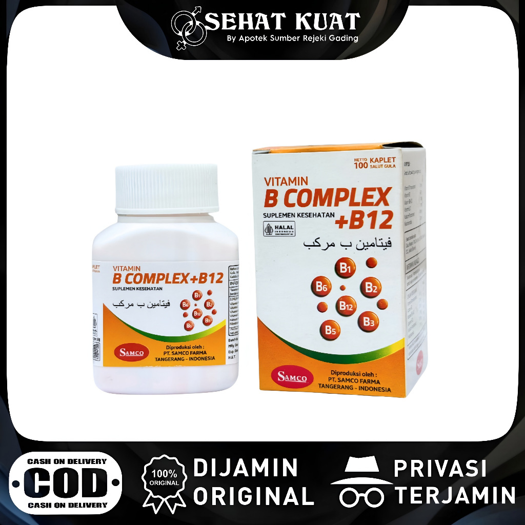 1 BOTOL B COMPLEX + B12 100 KAPLET SAMCO VITAMIN B KOMPLEK BETOMINPLEX B COMPLEX SAMCO