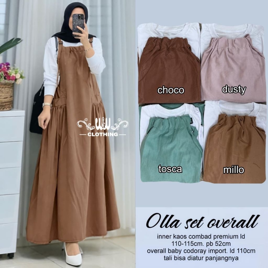 Olla Set Overal by W&W Clothing- dress kaos combad premium mix baby codoray import - gamis wanita mo