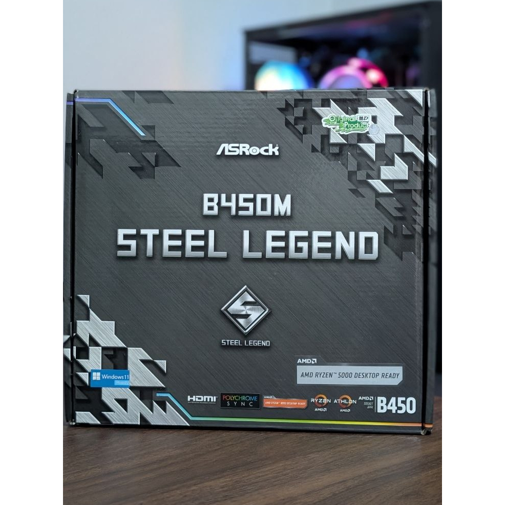Mobo B450M Steel Legend Fullset Garansi ON