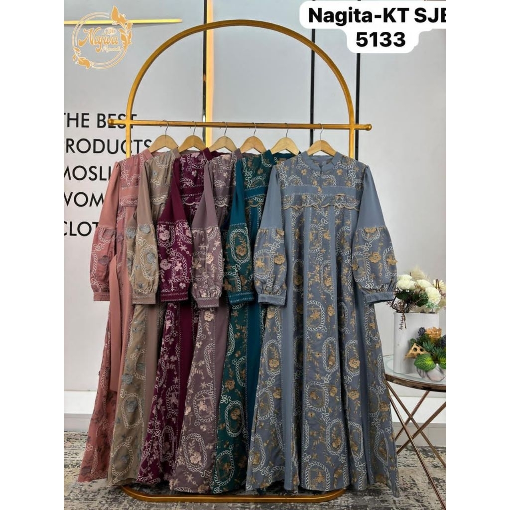Gamis Nagita Premium Karbor 3D super jumbo (ld 135) mewah original by najwa
