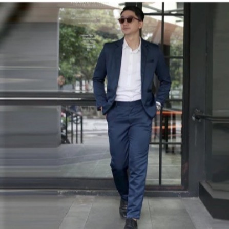 Setelan Jas Celana Navy/Cream/Jas Blazer/Pengantin/WO/Wedding