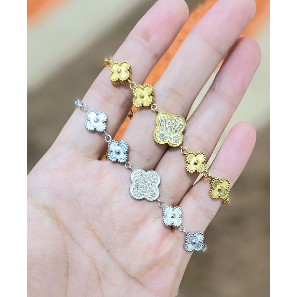 gelang titanium, gelang clover mata ,gelang dewasa