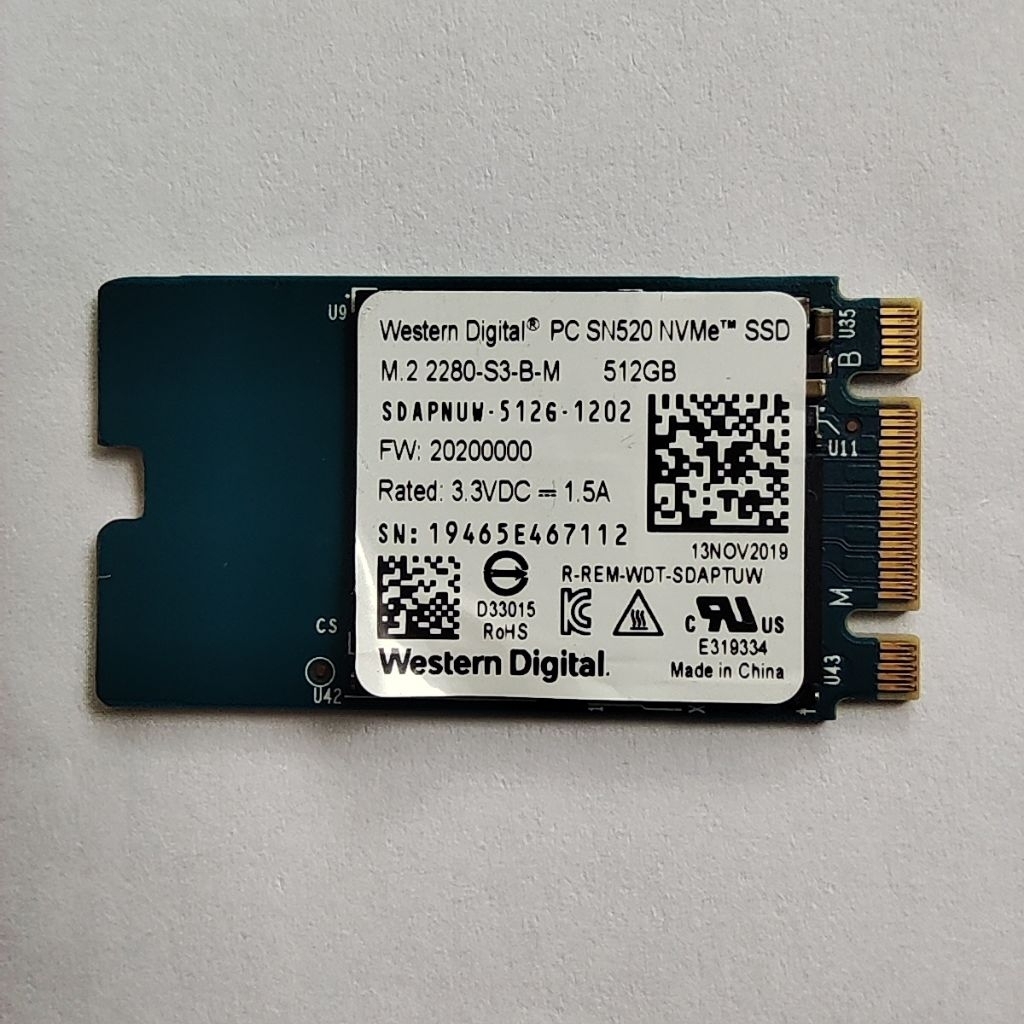 SSD NVME 2242 WD SN520 512GB WWAN Lenovo ThinkPad X280 T480 T480s X1 Carbon Gen 6 T14 Gen 1 AMD