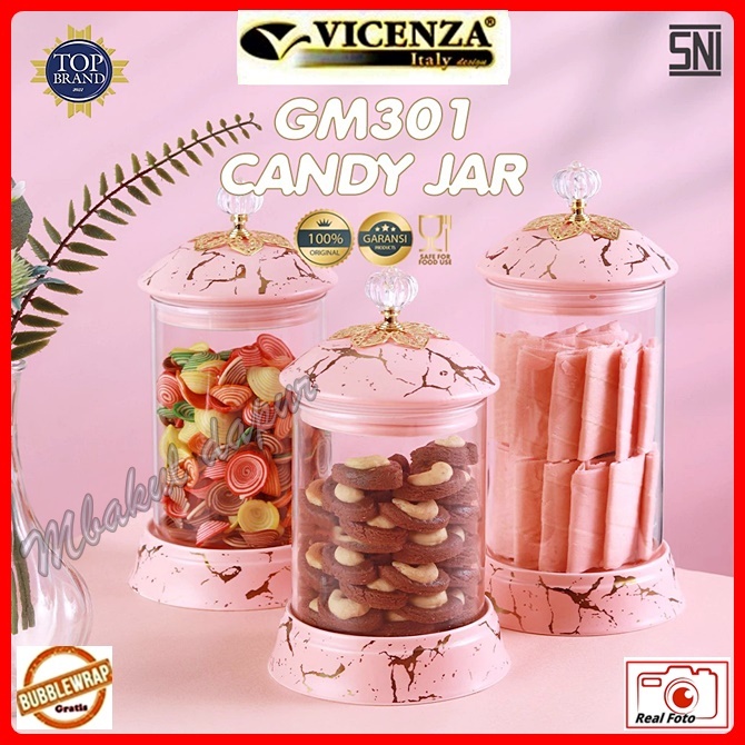 Toples Kue Toples Lebaran kaca Toples Kudapan Set 3 Pc VICENZA 301 Special Edition SNI