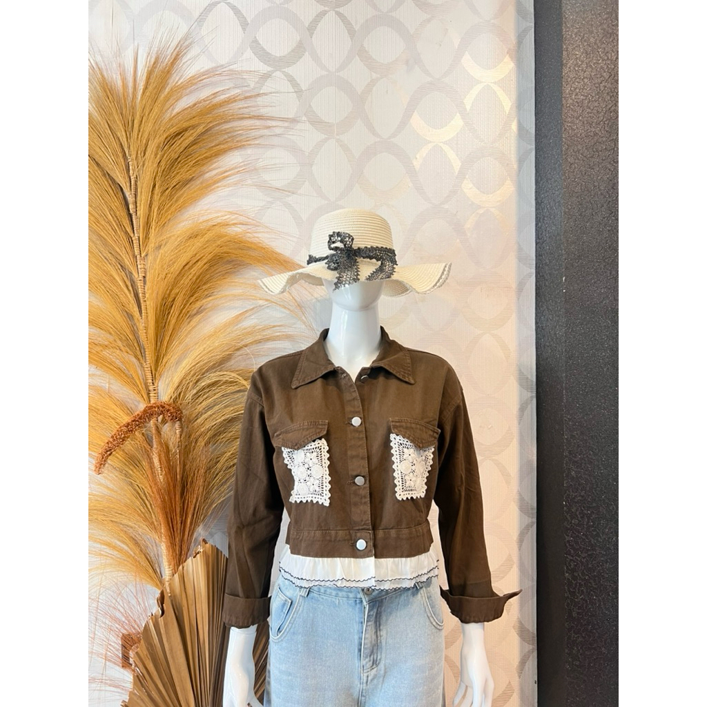 Jaket Levis Crop Wanita - Tebal