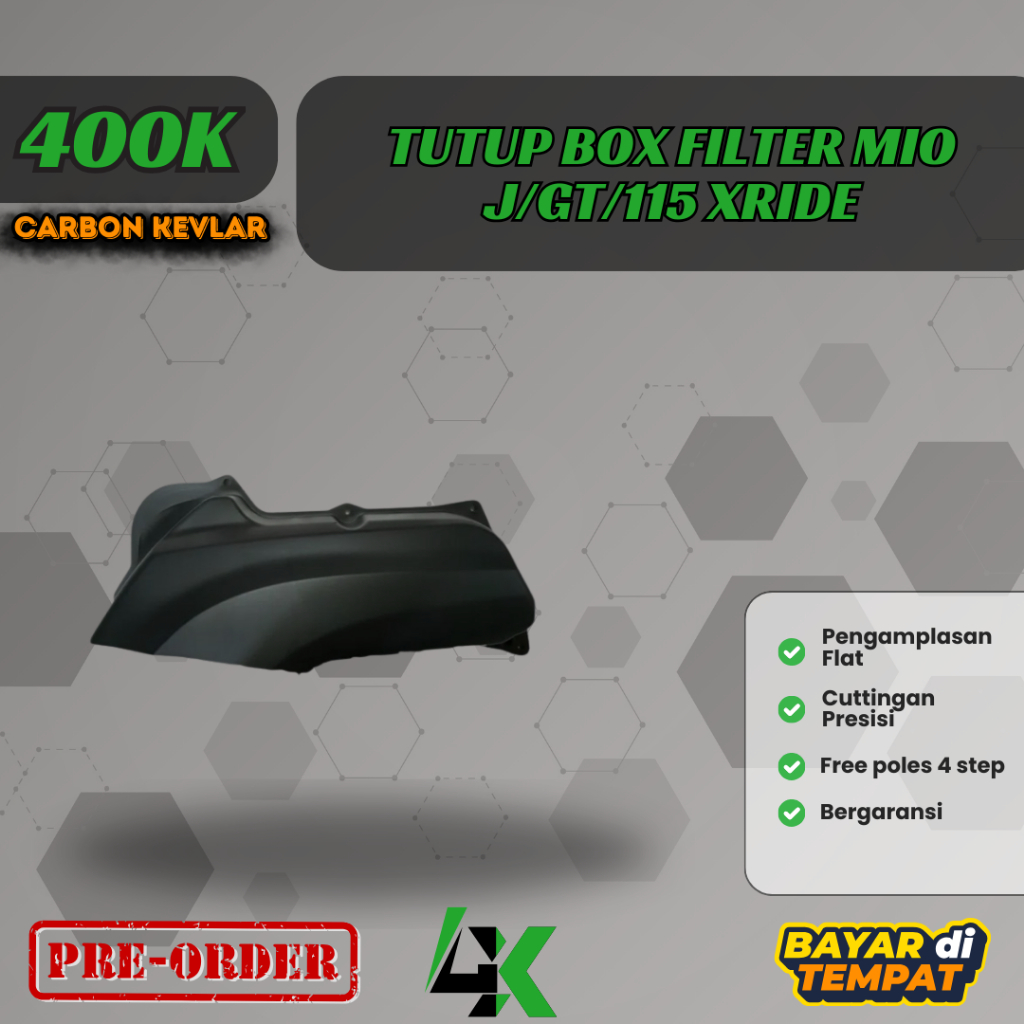 Tutup Box Filter Udara Mio J Mio GT 115 XRide Carbon Kevlar Karbon Fiber