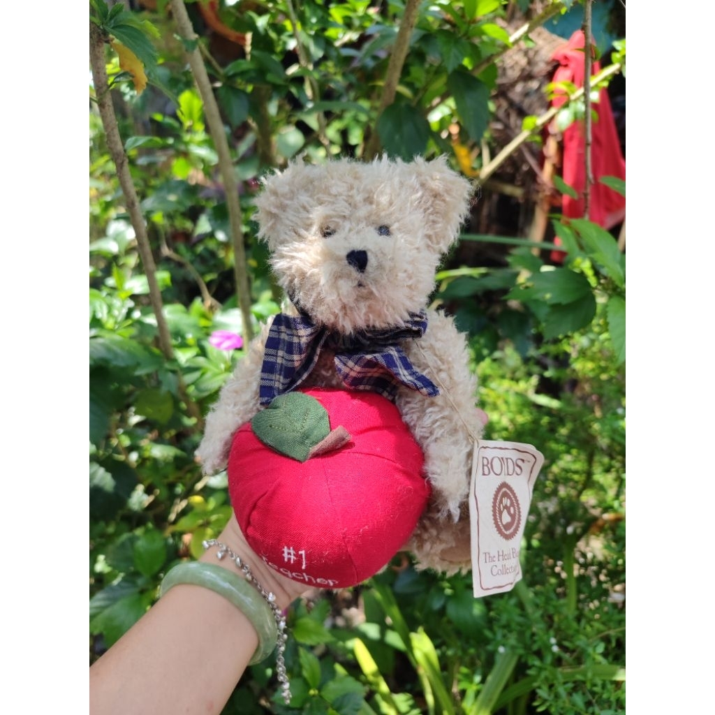 boneka vintage klasik teddy bawa apel the head bean collection boyds