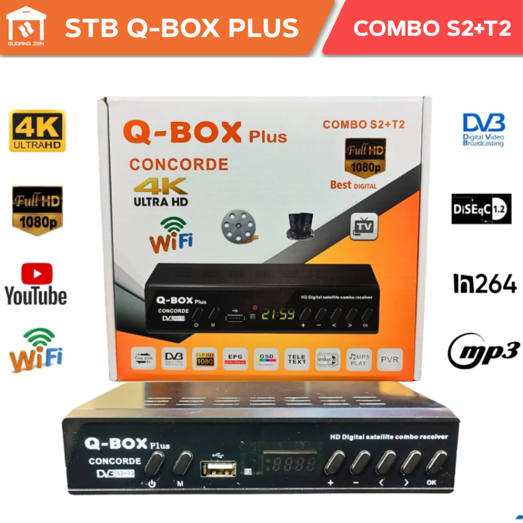 Set Top Box Digital Combo DVB S2+T2 Wifi STB Antena Super HD Support Antena Digital