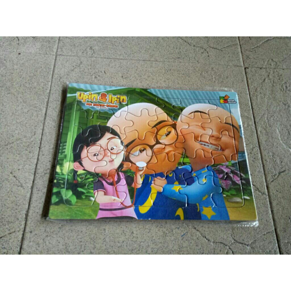 puzzle mainan anak karakter upin & ipin
