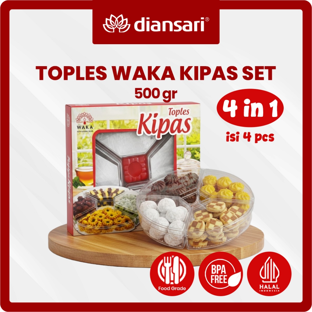 (ISI 4) Toples Kipas 4 in 1 Set Kue Lebaran Kue Kering Jajanan Toples WAKA KIPAS - DIANSARI