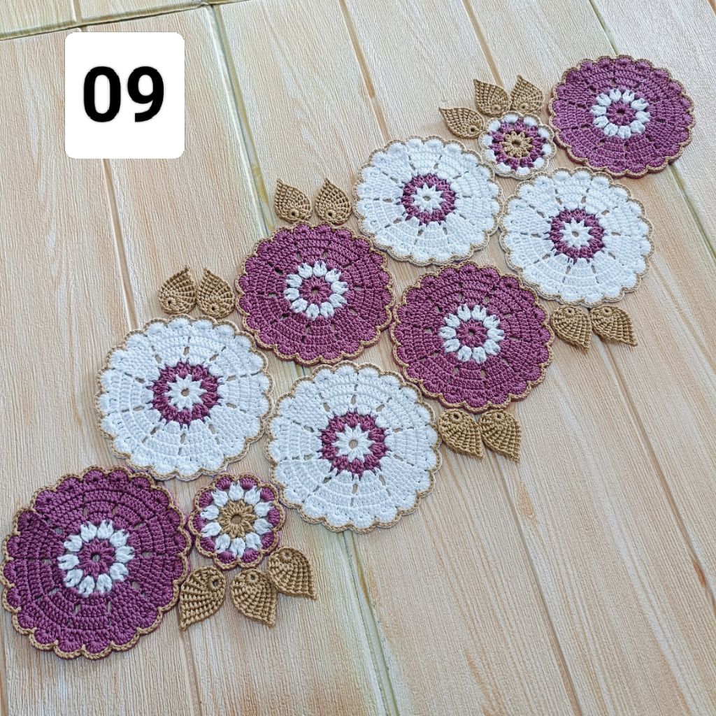 taplak meja oval rajut handmade - 02