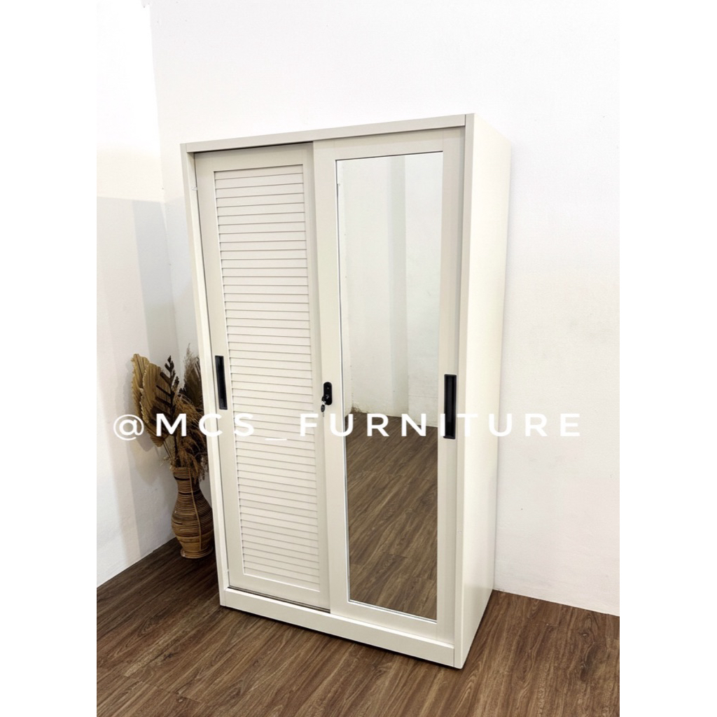 Lemari Baju Pakaian Besi / Aluminium JUMBO Sliding 120cm Mebel Furniture Semarang Demak Boja Kendal