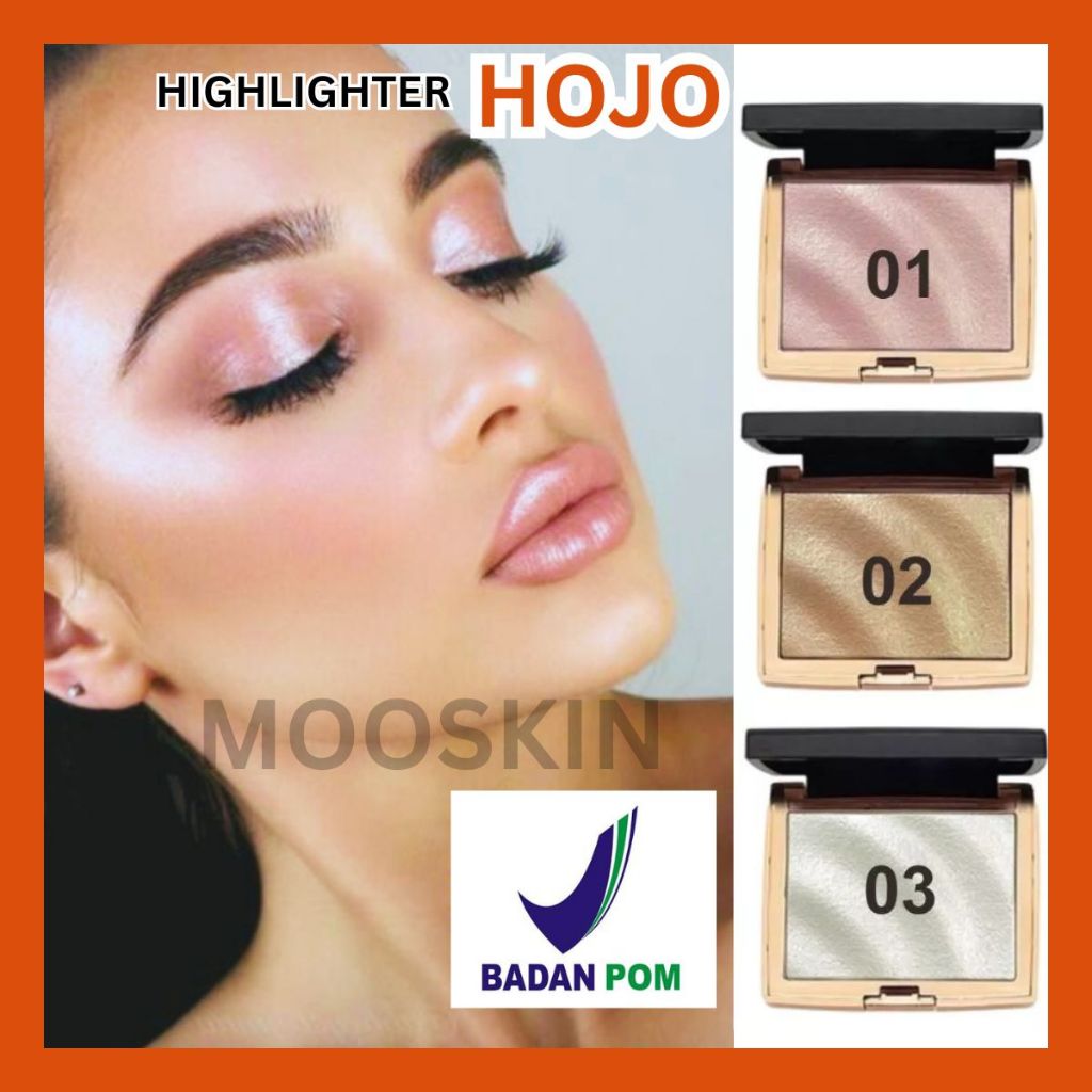HOJO Highlighter untuk MAKE UP wajah Waterproof Glitter Bronzer warna Pink Gold Silver