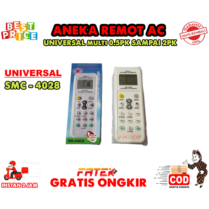 REMOT AC UNIVERSAL SMC- 4028 | REMOT AC MULTI | REMOT AC MULTI 1001 SMC- 4028 AC UNIVERSAL | REMOTE 