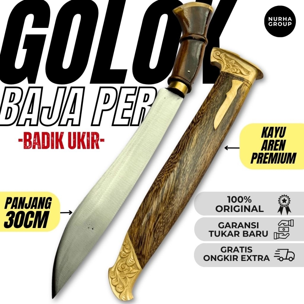 Golok badik ukir 30 cm baja per SUP9