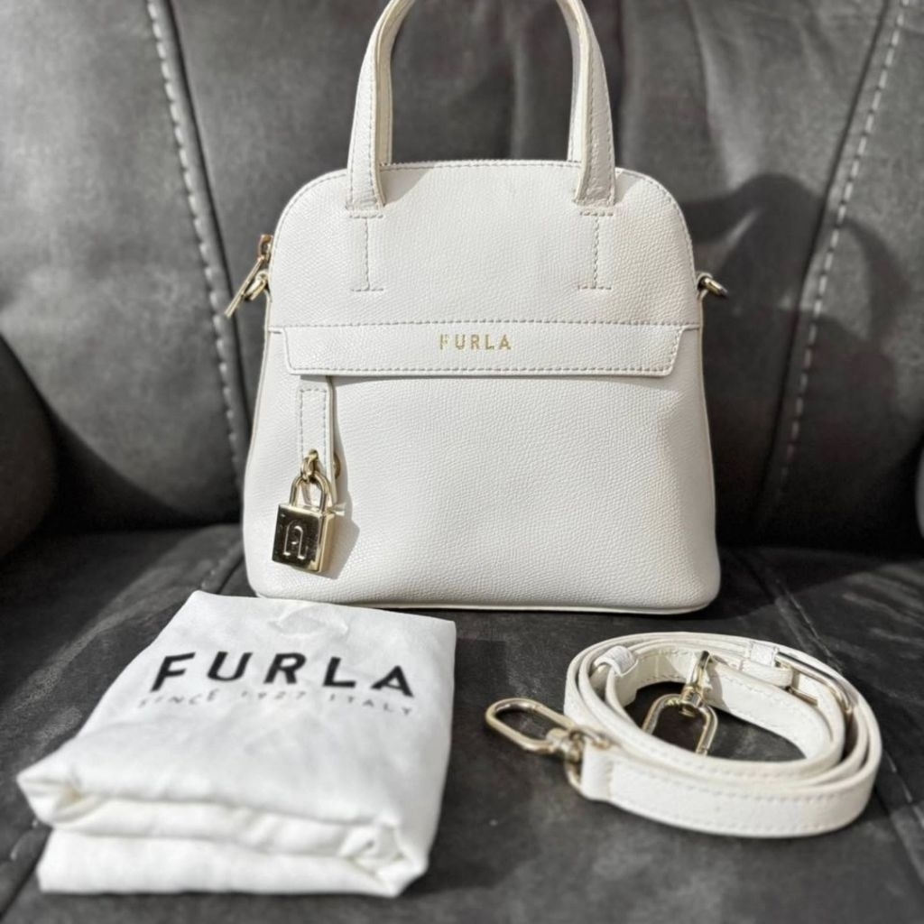 (PL) Furla piper mini dome white satchel bag