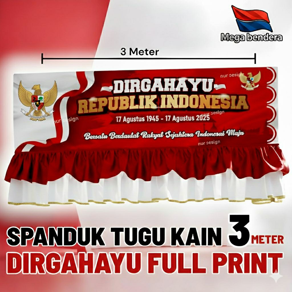 SPANDUK TUGU KAIN FULLPRINTING DIRGAHAYU | DEKORASI TUGU KAIN 3 METER TC IMPORT FULLPRINTING